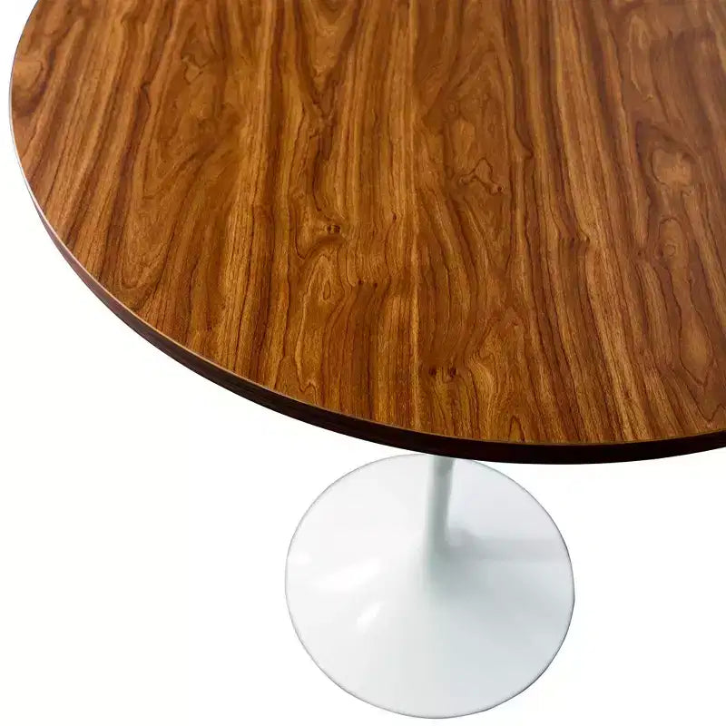 Leisuremod Verve 27 Round Bar Height Dining Table - MDF Wood Top with Modern White Pedestal Base Counter Height Table for Kitchen, Home, and Pub