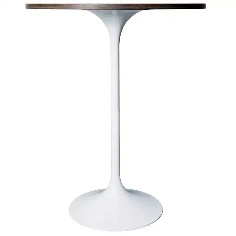Leisuremod Verve 27 Round Bar Height Dining Table - MDF Wood Top with Modern White Pedestal Base Counter Height Table for Kitchen, Home, and Pub