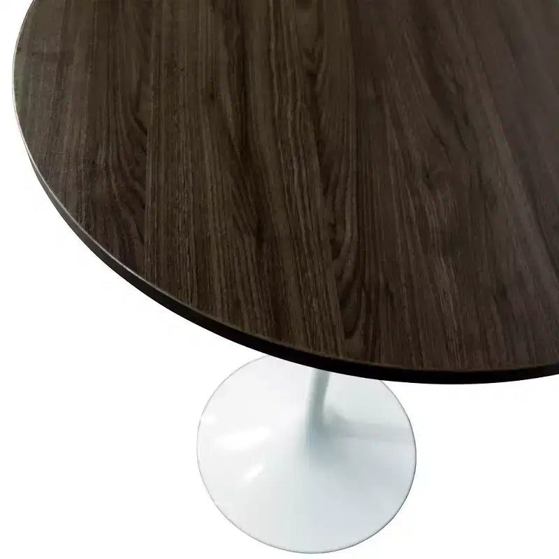 Leisuremod Verve 27 Round Bar Height Dining Table - MDF Wood Top with Modern White Pedestal Base Counter Height Table for Kitchen, Home, and Pub