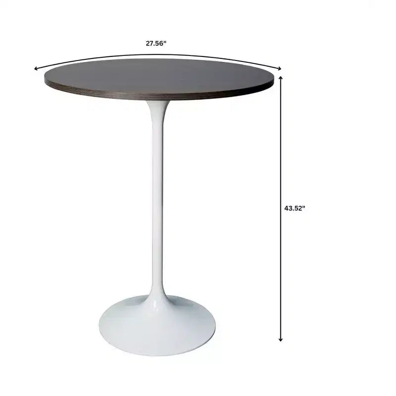 Leisuremod Verve 27 Round Bar Height Dining Table - MDF Wood Top with Modern White Pedestal Base Counter Height Table for Kitchen, Home, and Pub
