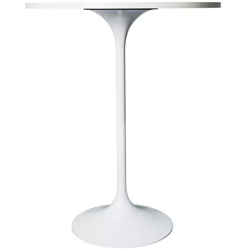 Leisuremod Verve 27 Round Bar Height Dining Table - MDF Wood Top with Modern White Pedestal Base Counter Height Table for Kitchen, Home, and Pub