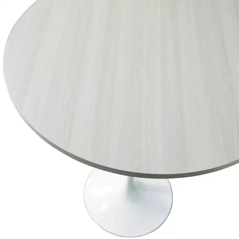 Leisuremod Verve 27 Round Bar Height Dining Table - MDF Wood Top with Modern White Pedestal Base Counter Height Table for Kitchen, Home, and Pub