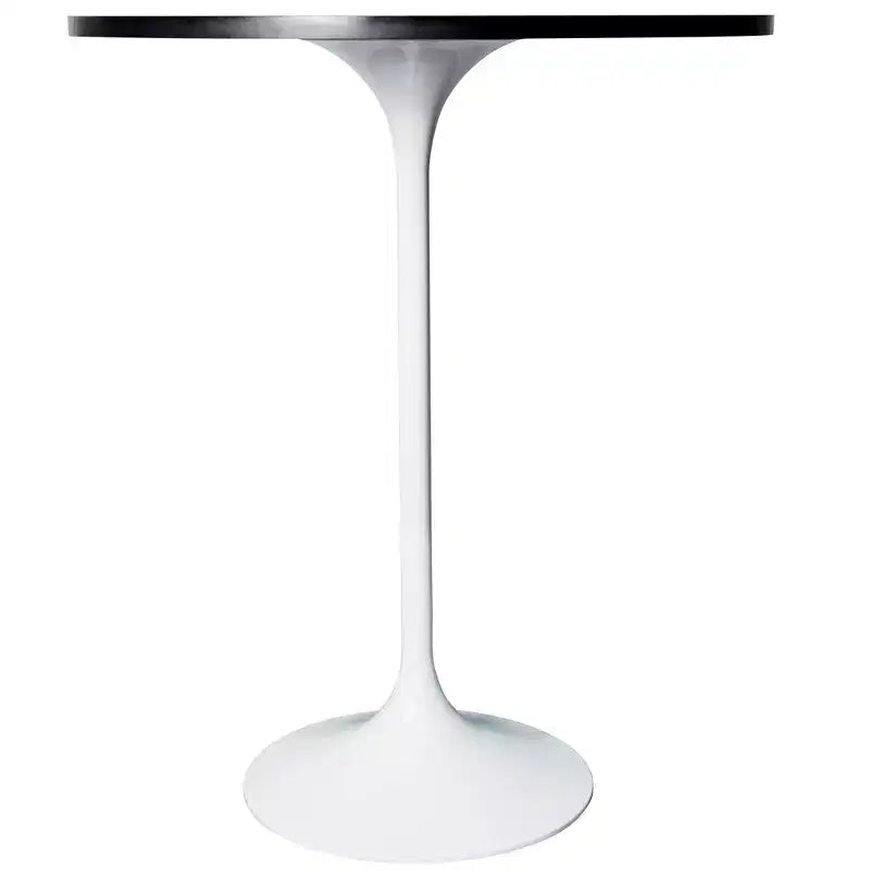 Leisuremod Verve 27 Round Bar Height Dining Table - MDF Wood Top with Modern White Pedestal Base Counter Height Table for Kitchen, Home, and Pub