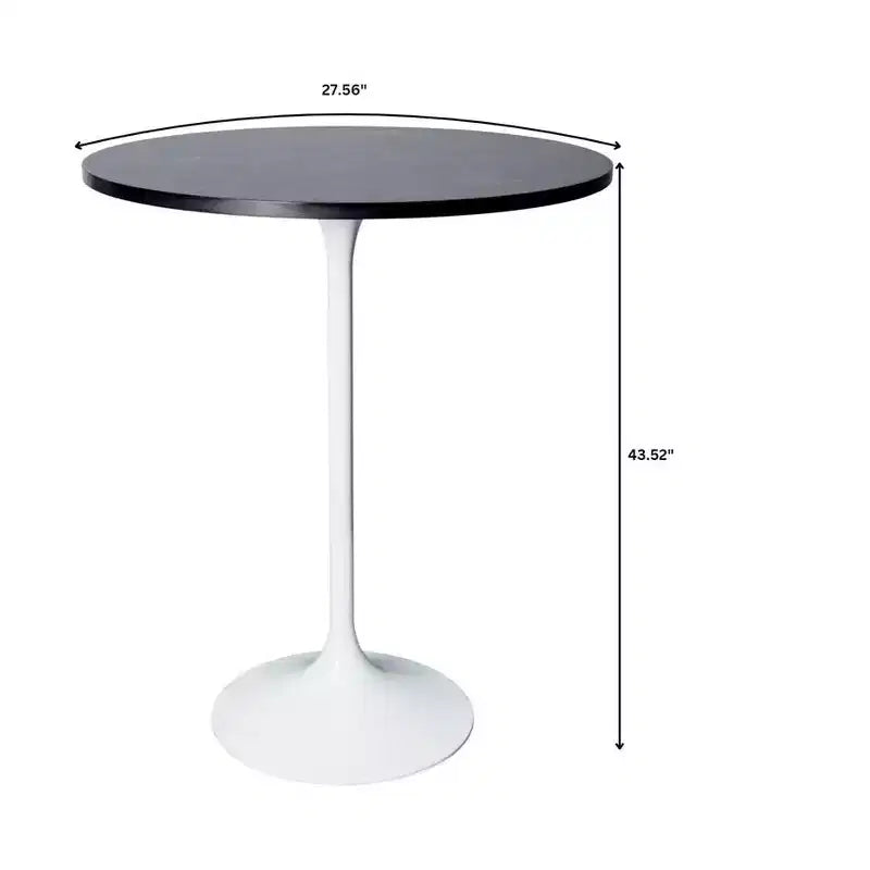 Leisuremod Verve 27 Round Bar Height Dining Table - MDF Wood Top with Modern White Pedestal Base Counter Height Table for Kitchen, Home, and Pub