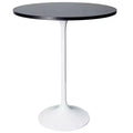 Leisuremod Verve 27 Round Bar Height Dining Table - MDF Wood Top with Modern White Pedestal Base Counter Height Table for Kitchen, Home, and Pub