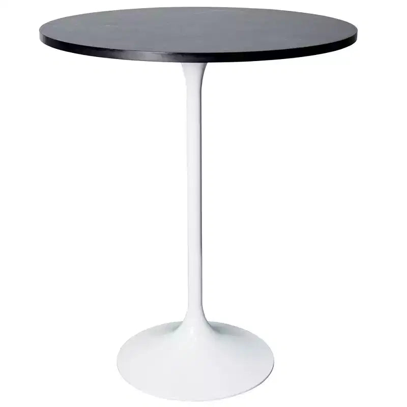 Leisuremod Verve 27 Round Bar Height Dining Table - MDF Wood Top with Modern White Pedestal Base Counter Height Table for Kitchen, Home, and Pub