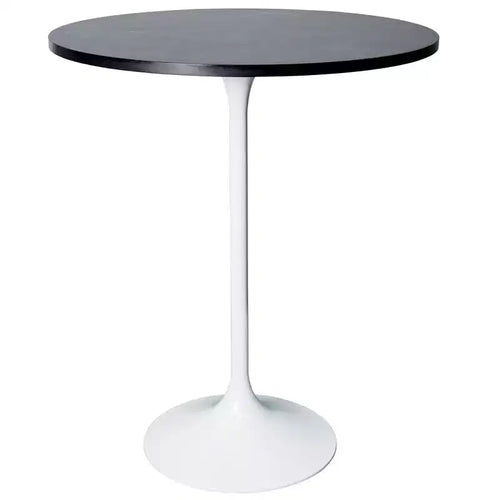 Leisuremod Verve 27 Round Bar Height Dining Table - MDF Wood Top with Modern White Pedestal Base Counter Height Table for Kitchen, Home, and Pub