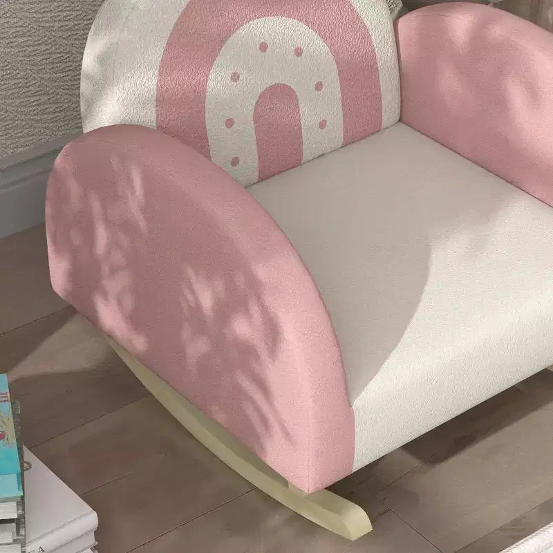 Qaba Kids Rocking Chair, Princess Crown Toddler Chair, Children's Armchair Rocker w/ Rainbow Backrest for Bedroom Playroom, Pink