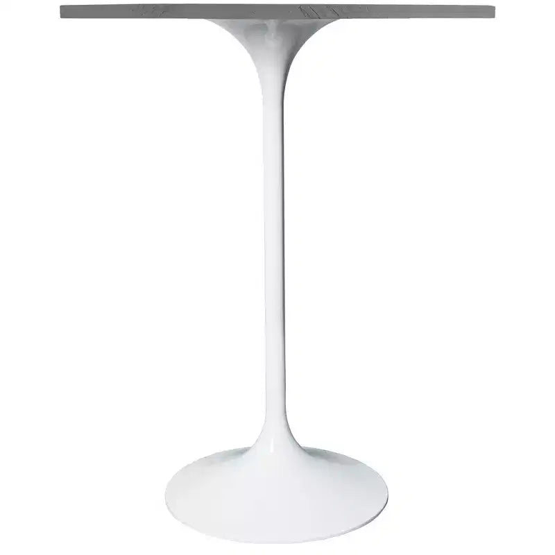 Leisuremod Verve 27 Round Bar Height Dining Table - Modern Resin Top with White Steel Pedestal Base Counter Height Table for Kitchen, Home, and Pub