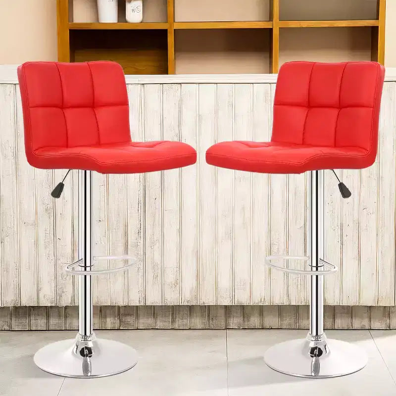 FDW Bar Stool Height Adjustable Swivel Stool with Back PU Leather Kitchen Counter Stools Set of 2 Dining Chairs