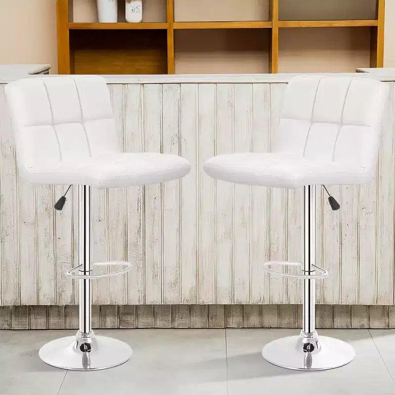 FDW Bar Stool Height Adjustable Swivel Stool with Back PU Leather Kitchen Counter Stools Set of 2 Dining Chairs