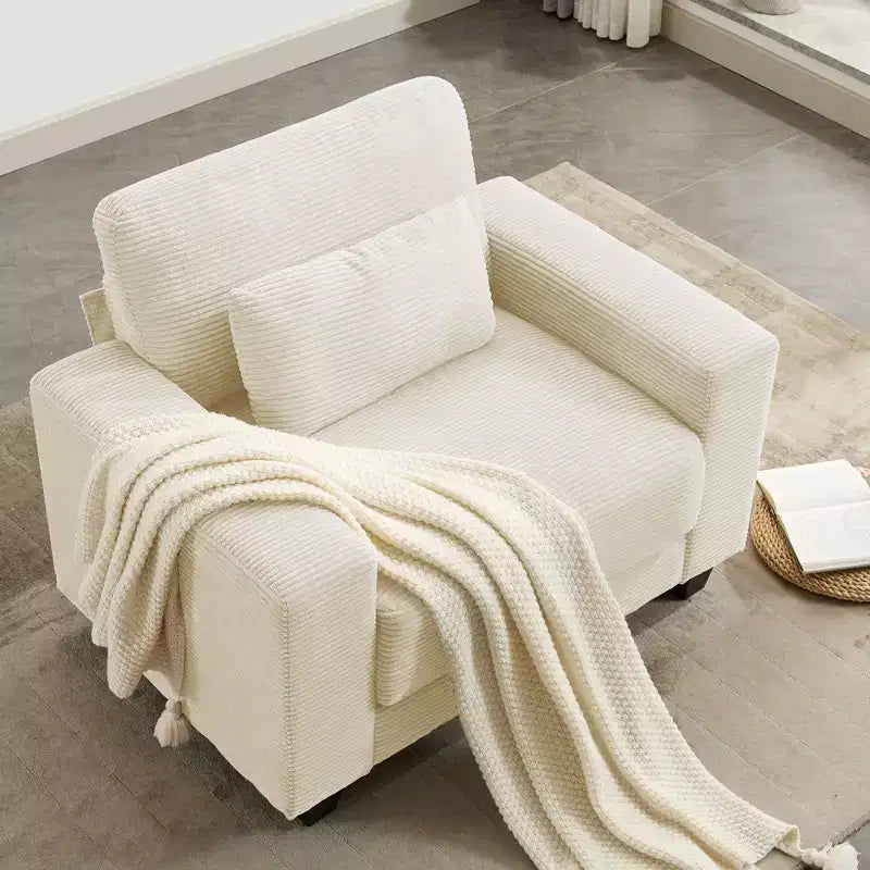 Hyleory 44.48'' Corduroy Accent Chair, Sofa Chair with Large Seat and Wide Armrests, Modern Armchair Reading Chairs for Bedroom Living Room(set of 2)