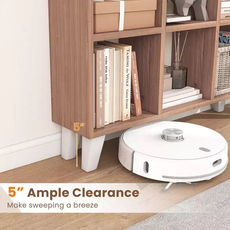 Costway 1 PCS 9-Cube Bookcase with 6 Removable Shelves Raised Support Feet for Living Room Brown/White