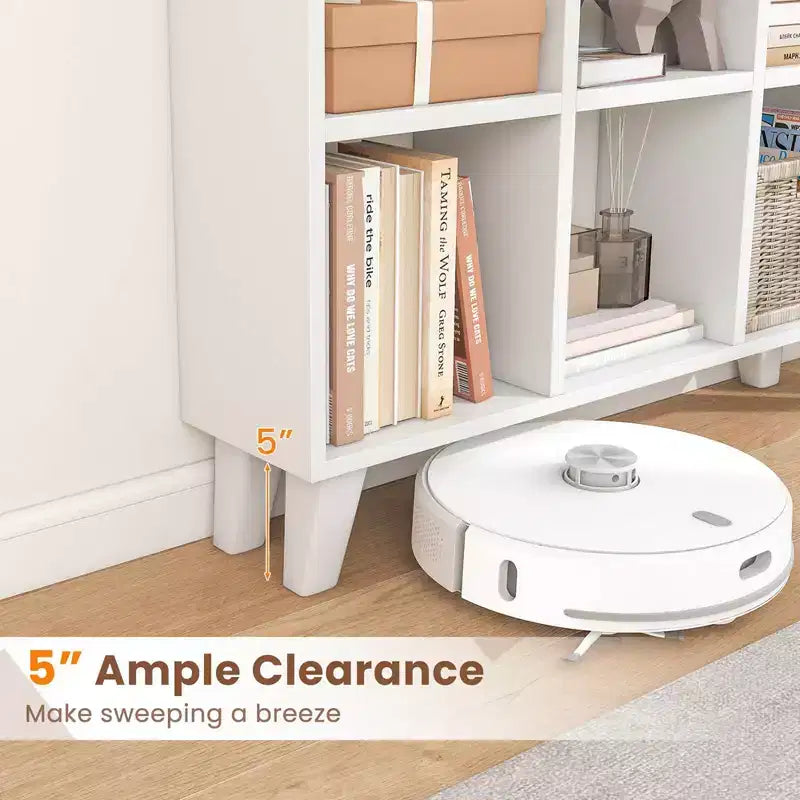 Costway 1 PCS 9-Cube Bookcase with 6 Removable Shelves Raised Support Feet for Living Room Brown/White