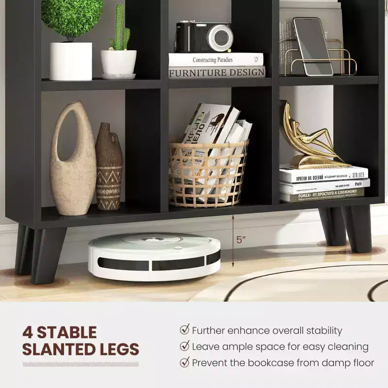 Costway 1 PCS 9-Cube Bookcase with 6 Removable Shelves Raised Support Feet for Living Room Brown/White