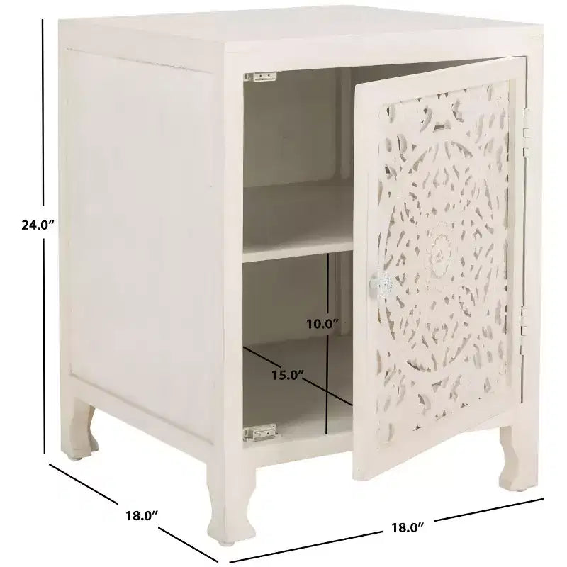 Reimu 2 Shelf 1 Door Nightstand - NST5306 - White Washed - Safavieh