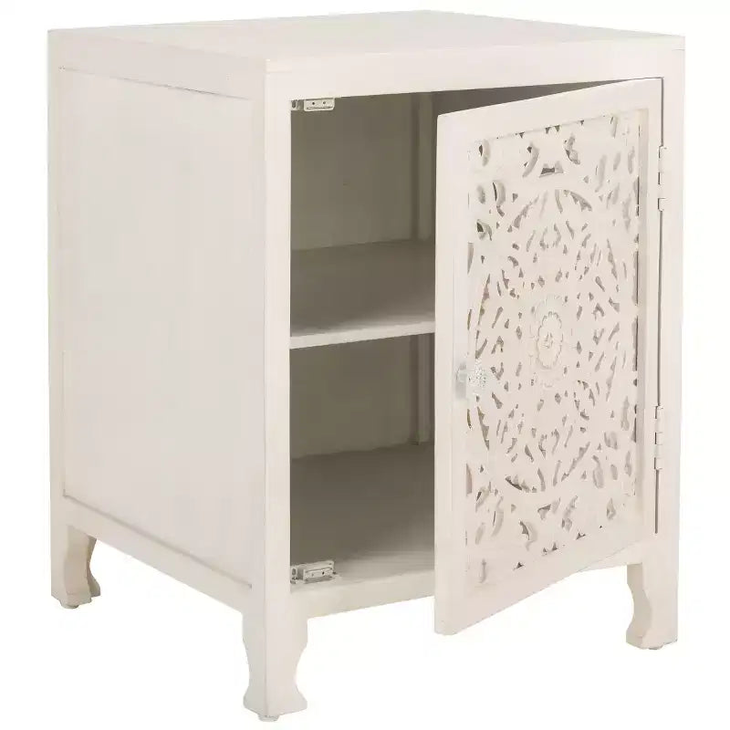 Reimu 2 Shelf 1 Door Nightstand - NST5306 - White Washed - Safavieh