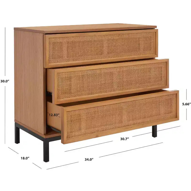 Zadie 3 Drawer Rattan Chest - CHS5004 - Safavieh