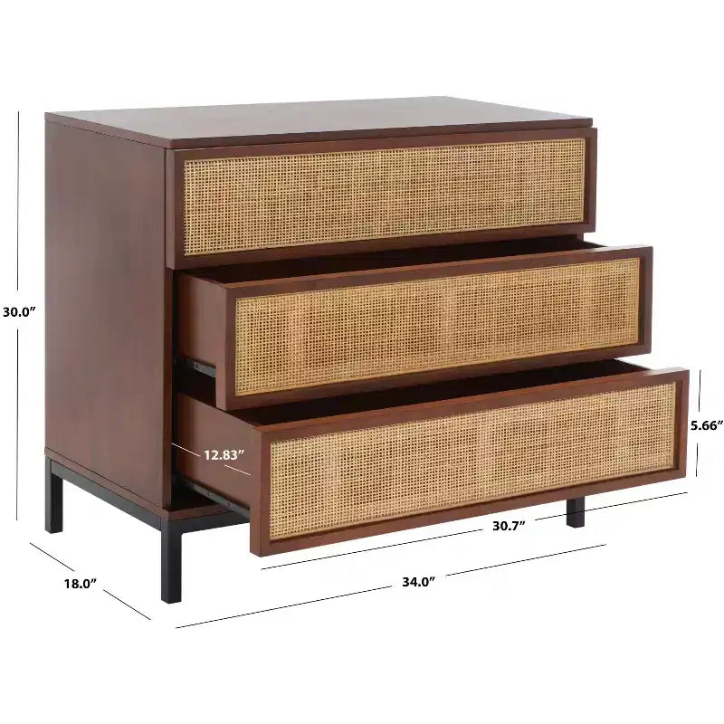 Zadie 3 Drawer Rattan Chest - CHS5004 - Safavieh