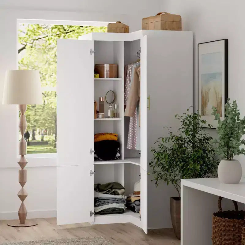 Famapy White Combo Armoire Modern Cloths Storage Cabinet