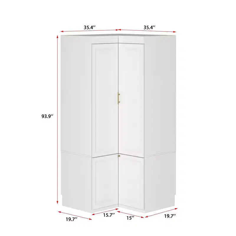 Famapy White Combo Armoire Modern Cloths Storage Cabinet