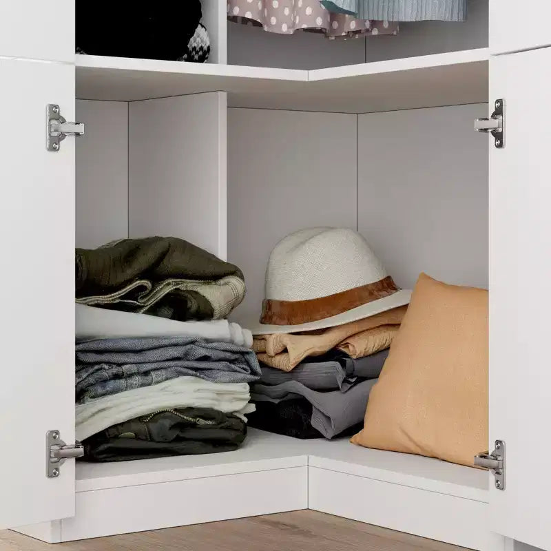 Famapy White Combo Armoire Modern Cloths Storage Cabinet