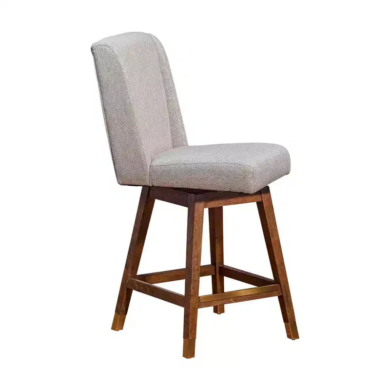 Armen Living Stancoste Wood Finish with Fabric Swivel Counter Height Barstool
