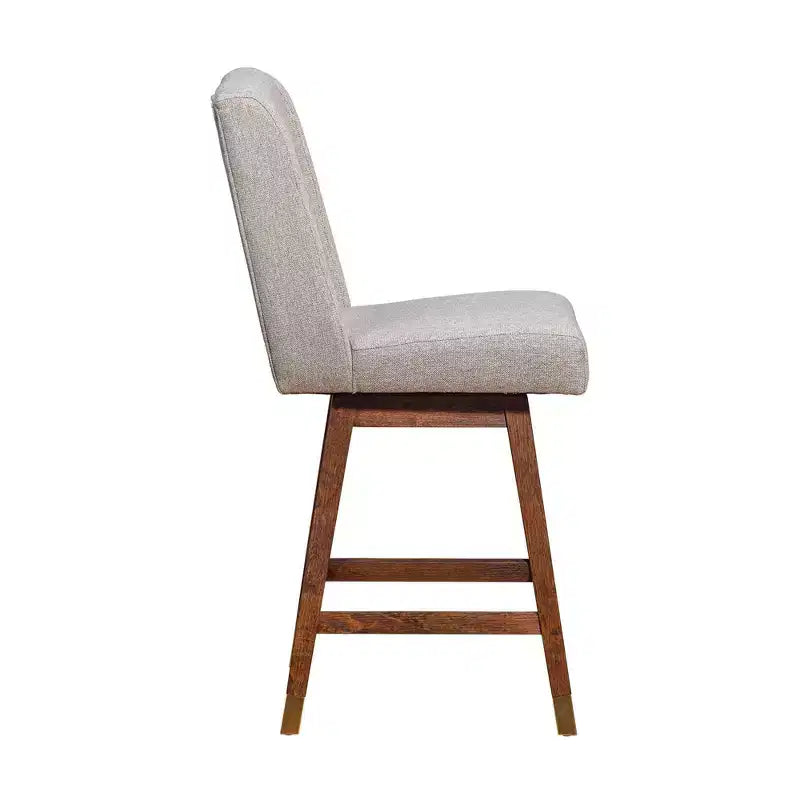 Armen Living Stancoste Wood Finish with Fabric Swivel Counter Height Barstool