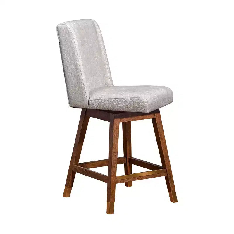 Armen Living Stancoste Wood Finish with Fabric Swivel Counter Height Barstool