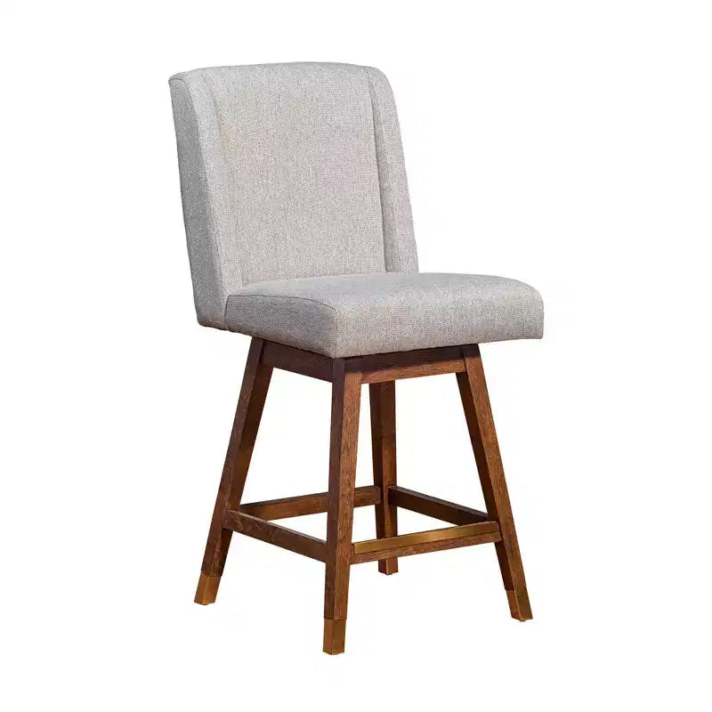 Armen Living Stancoste Wood Finish with Fabric Swivel Counter Height Barstool