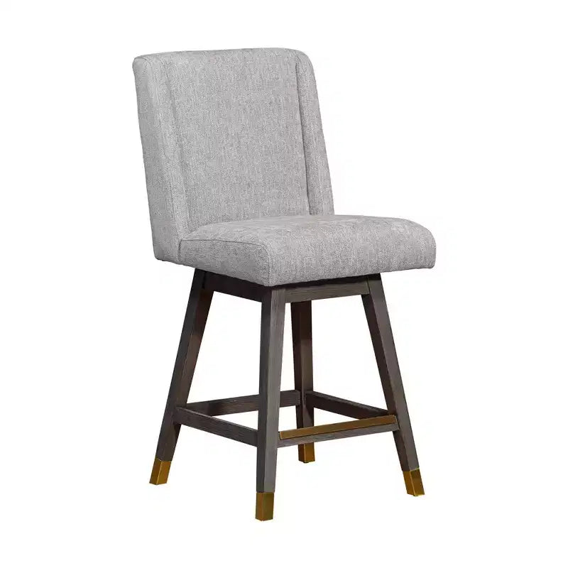Armen Living Stancoste Wood Finish with Fabric Swivel Counter Height Barstool