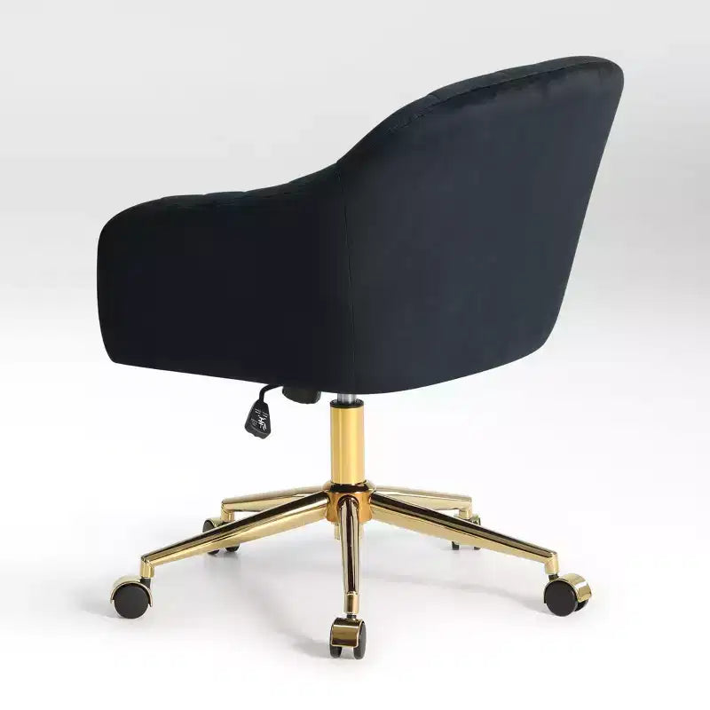 WestinTrends Phoebe Upholstered Velvet Swivel Vanity Office Chair With Wheels, Black