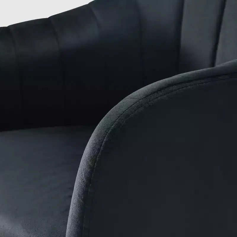 WestinTrends Phoebe Upholstered Velvet Swivel Vanity Office Chair With Wheels, Black