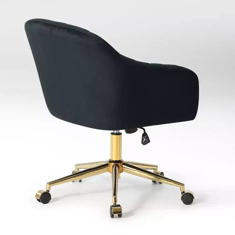 WestinTrends Phoebe Upholstered Velvet Swivel Vanity Office Chair With Wheels, Black