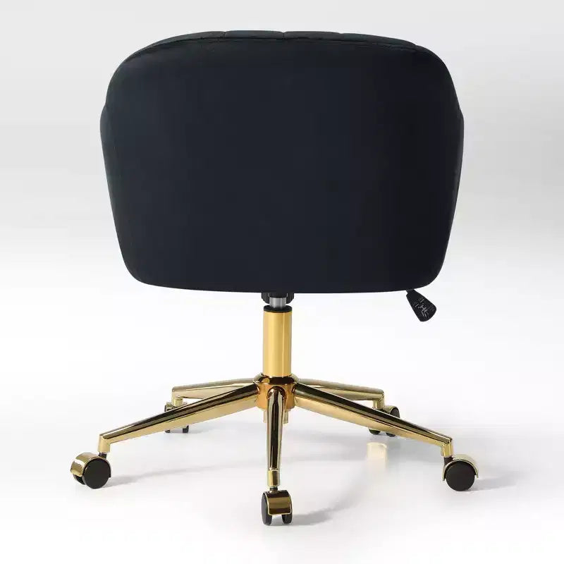 WestinTrends Phoebe Upholstered Velvet Swivel Vanity Office Chair With Wheels, Black