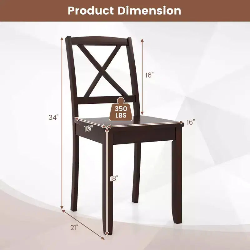 Costway Dining Chair Set of 2 Kitchen Side Chairs with Rubber Wood Legs & Cross Back White/Black/Brown