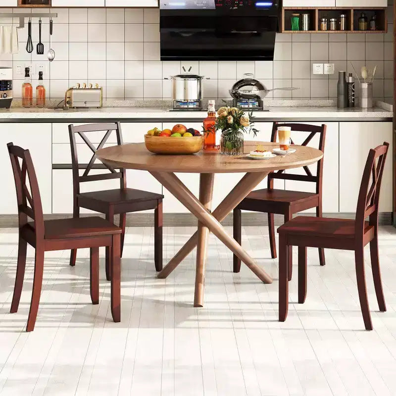 Costway Dining Chair Set of 2 Kitchen Side Chairs with Rubber Wood Legs & Cross Back White/Black/Brown