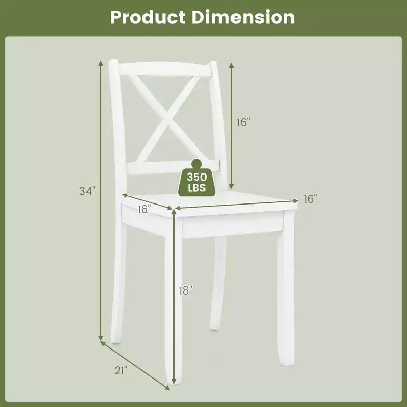 Costway Dining Chair Set of 2 Kitchen Side Chairs with Rubber Wood Legs & Cross Back White/Black/Brown