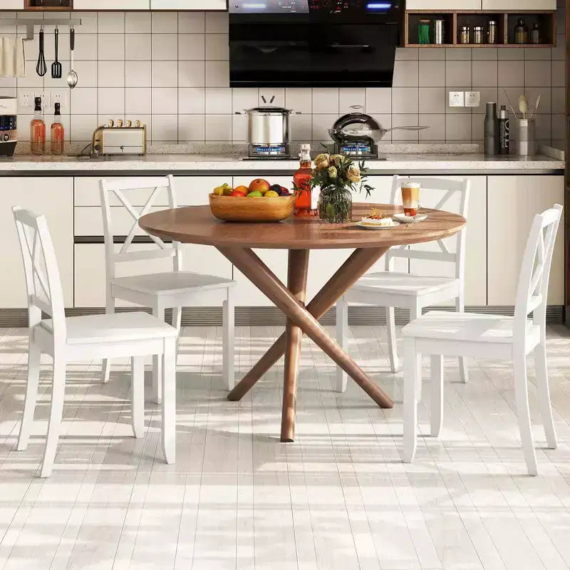 Costway Dining Chair Set of 2 Kitchen Side Chairs with Rubber Wood Legs & Cross Back White/Black/Brown