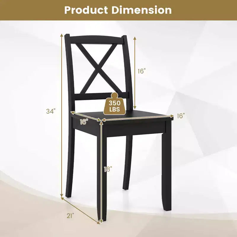 Costway Dining Chair Set of 2 Kitchen Side Chairs with Rubber Wood Legs & Cross Back White/Black/Brown