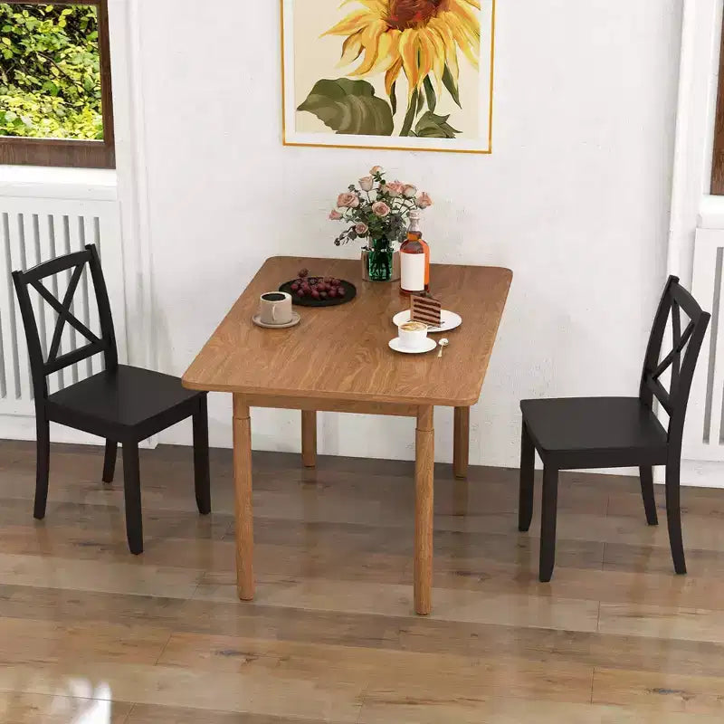 Costway Dining Chair Set of 2 Kitchen Side Chairs with Rubber Wood Legs & Cross Back White/Black/Brown
