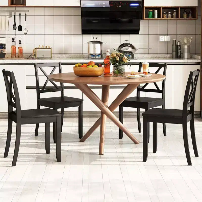 Costway Dining Chair Set of 2 Kitchen Side Chairs with Rubber Wood Legs & Cross Back White/Black/Brown