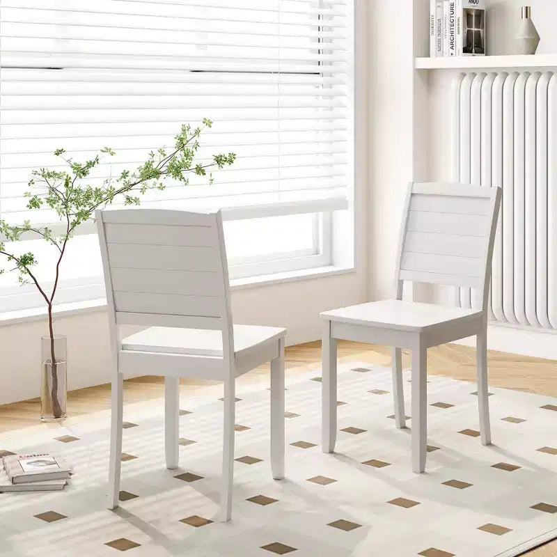 Costway Armless Wood Dining Chair Set of 2 with Rubber Wood Legs Curved Backrest Kitchen White/Black