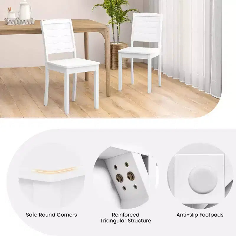 Costway Armless Wood Dining Chair Set of 2 with Rubber Wood Legs Curved Backrest Kitchen White/Black