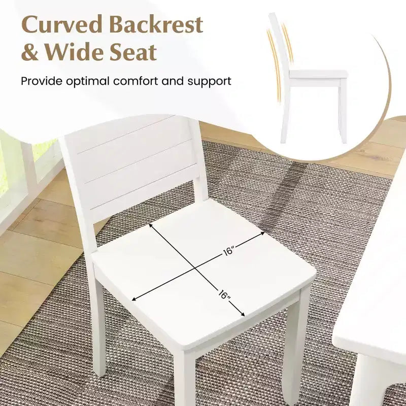 Costway Armless Wood Dining Chair Set of 2 with Rubber Wood Legs Curved Backrest Kitchen White/Black