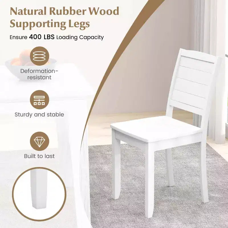 Costway Armless Wood Dining Chair Set of 2 with Rubber Wood Legs Curved Backrest Kitchen White/Black
