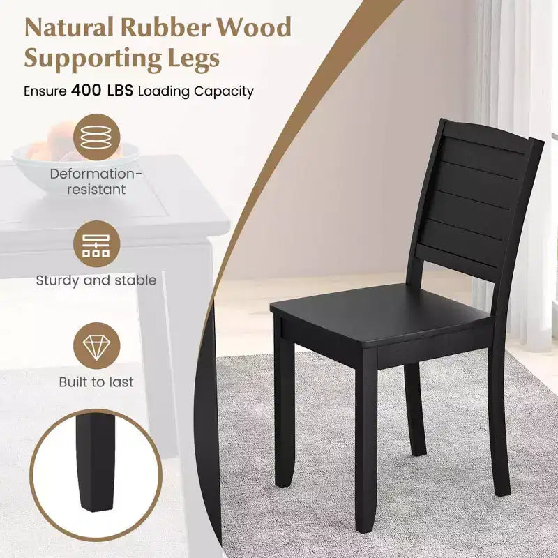 Costway Armless Wood Dining Chair Set of 2 with Rubber Wood Legs Curved Backrest Kitchen White/Black