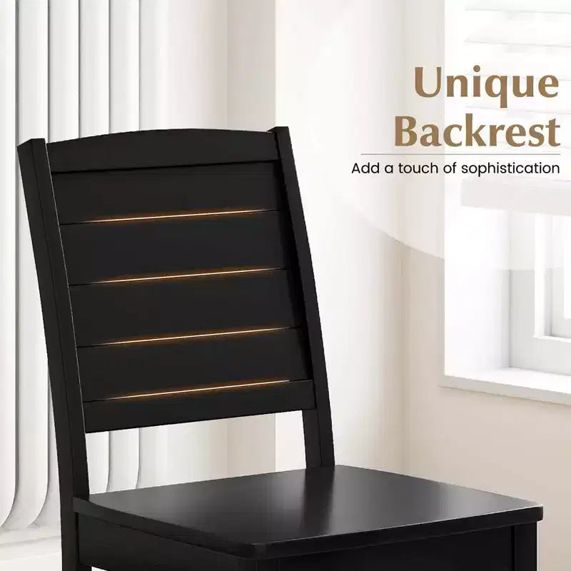 Costway Armless Wood Dining Chair Set of 2 with Rubber Wood Legs Curved Backrest Kitchen White/Black