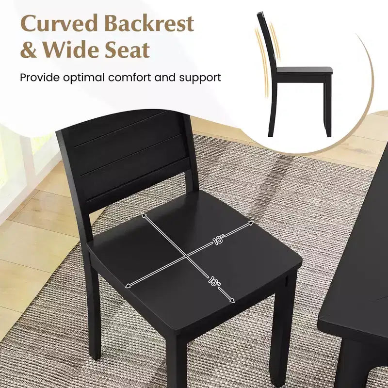 Costway Armless Wood Dining Chair Set of 2 with Rubber Wood Legs Curved Backrest Kitchen White/Black
