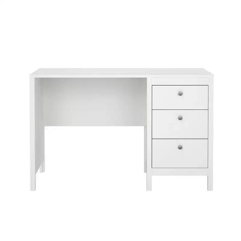 Tvilum, Madrid Home Office Writing Desk with 3 Storage Drawers, White